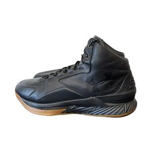 Under Armour Curry 1 Lux Mid MVP Leather Black Gum 1296616-001 Mens Size 13